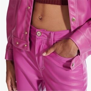 Staud Eli Vegan Leather Pants Size 0 In Fuchsia NWT